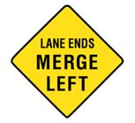 lane ends merge left