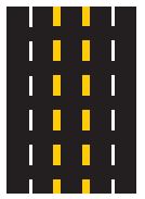 Double broken yellow line — lane is reversible — lane control signal will show whether you may use this lane