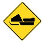 Snowmobile crossing ahead